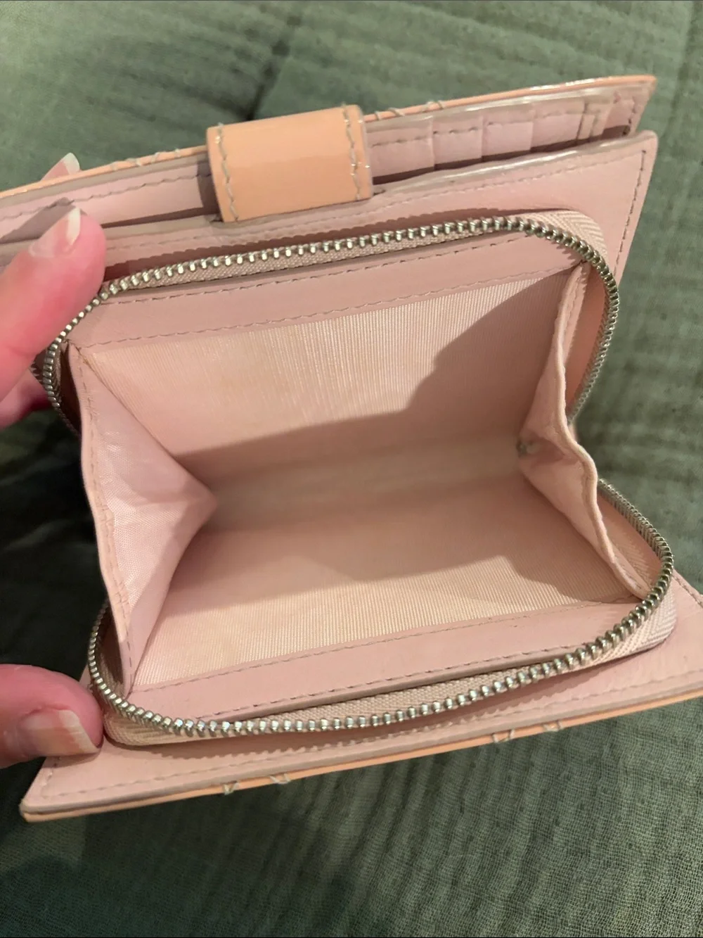 Dior Pink Patent Leather Quilted Wallet with Keyring Charms